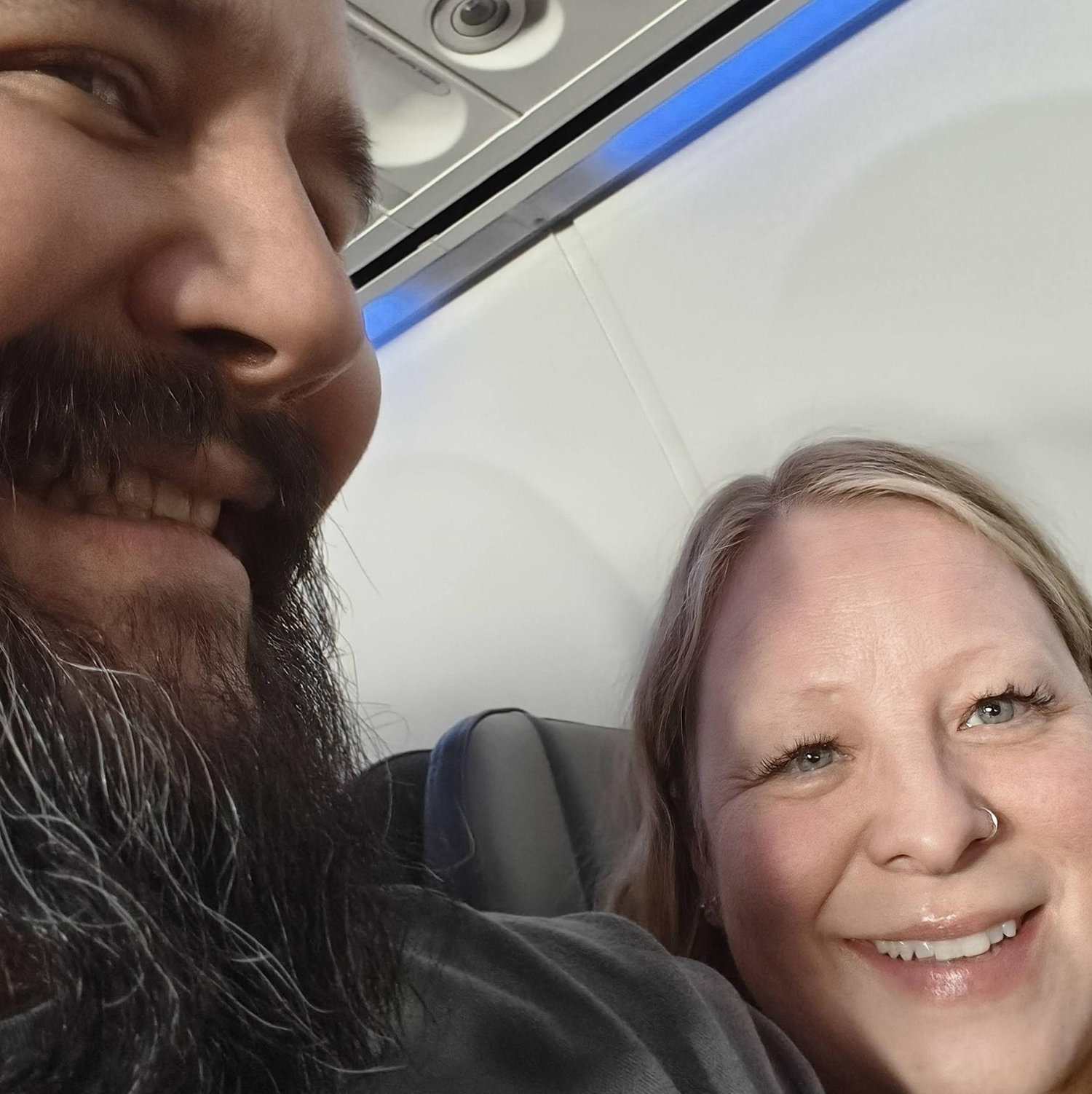Excited to be kicking off our wedding adventures aboard our flight from Anchorage to Honolulu | 04/17/26