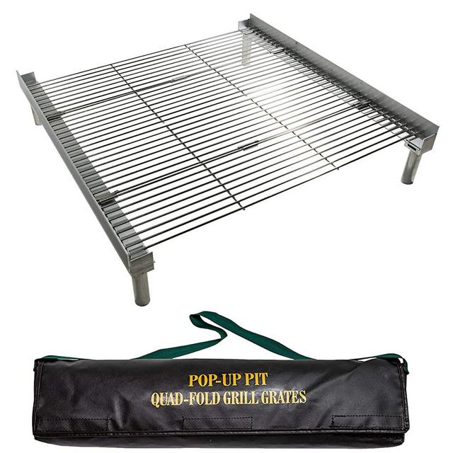 Campfire Defender Protect Preserve Pop Up Pit Portable Grilling Grates (QuadFold Folding Grill Grates)