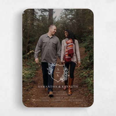 Blue Rounded Wedding Invitation - Serrano Photo