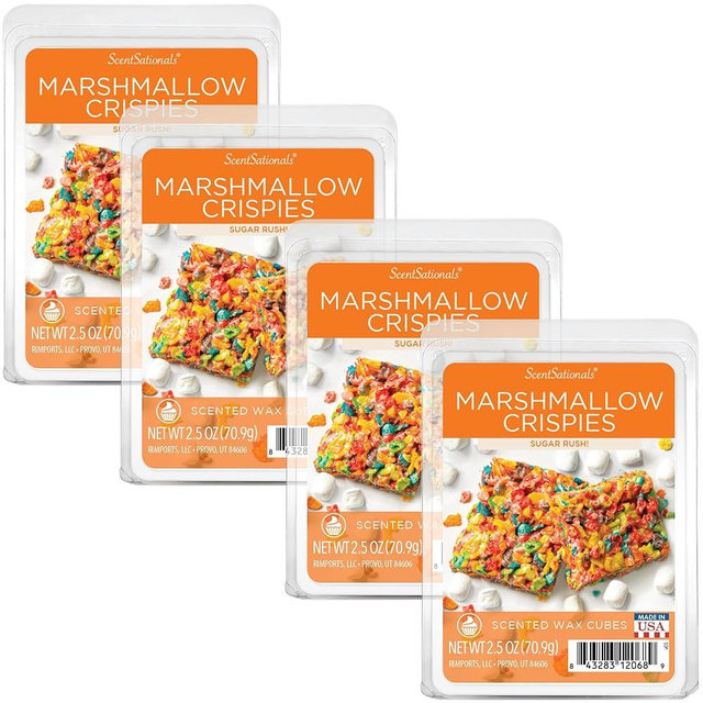 Scentsationals Wax Melts, Wax Cubes Strong Scent - Marshmallow Crispies - Long Lasting Scented Wax Melts for Warmer, 10oz (24-Cubes)