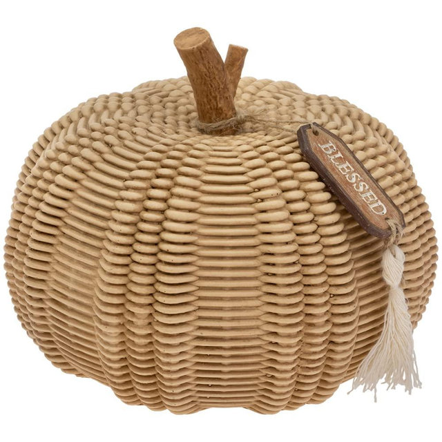 Boston International Pumpkin Décor Autumn & Fall Decorations, Large, Wicker Textured