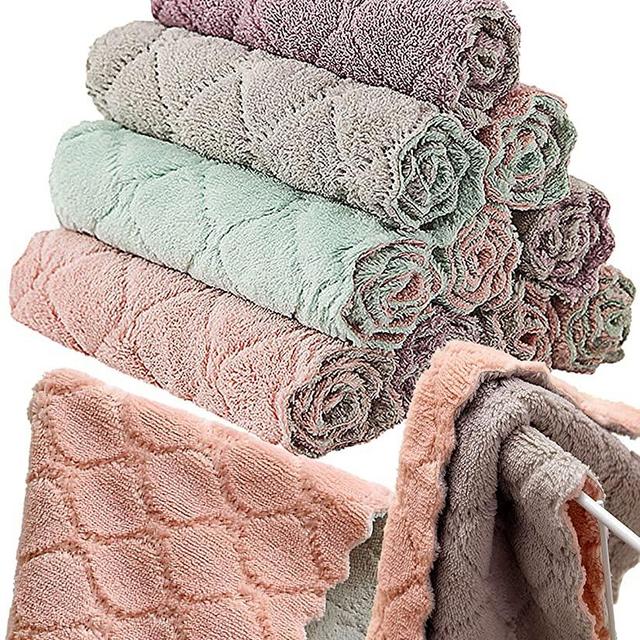 8Pcs Kitchen Dish Cloths Bulk DishCloths Cotton Scrubbing Wash Rags, 12X12