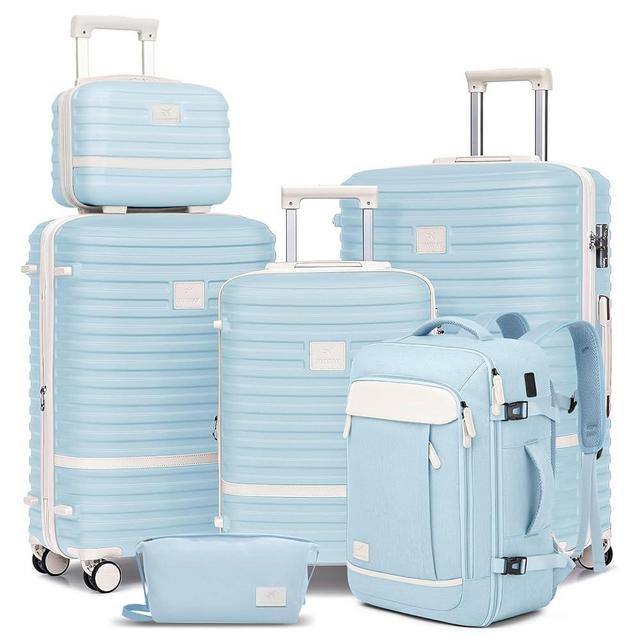Joyway Expandable Luggage Sets 5 Piece, Lightweight Hard Shell Travel Suitcase Set with Spinner Wheels and TSA Lock, Lightblue