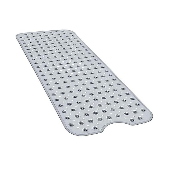 YINENN Bath Tub Shower Mat 40 x 16 Inch Non-Slip and Extra Large, Bathtub Mat with Suction Cups, Machine Washable Bathroom Mats with Drain Holes, Clear Gray