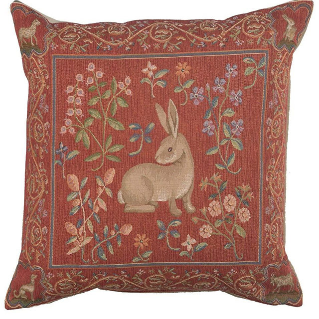 Charlotte Home Furnishing Inc. France Cushion Cover - Large, 19.00 in. x 19.00 in. | Medieval Rabbit I