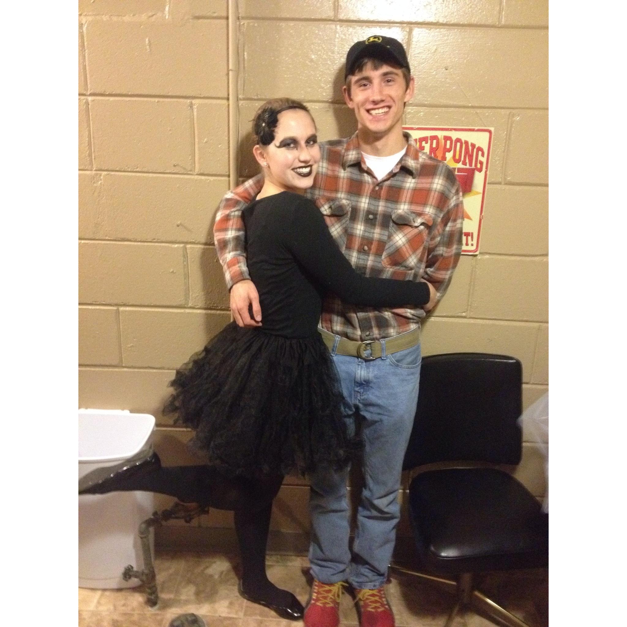 Halloween as Black Swan and farmer Kieran (aka whatever we could find in his closet) - October 2013