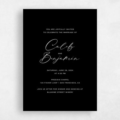 Black Wedding Invitation - Halbert Portrait