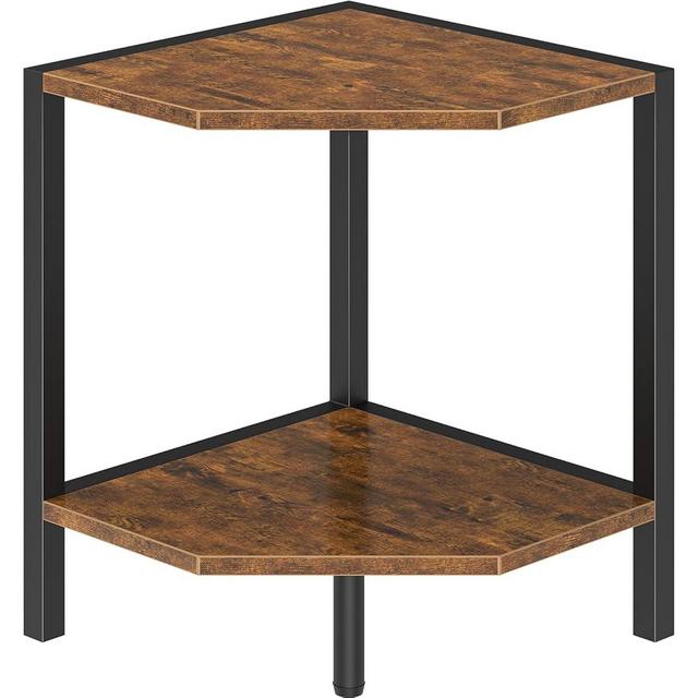 Creso hom Corner Shelf Stand, 2 Tier Industrial Corner Bookshelf, Multipurpose Standing Corner Display Shelf Countertop Organizer for Living Room Kitchen Bedroom Office, Rustic Brown