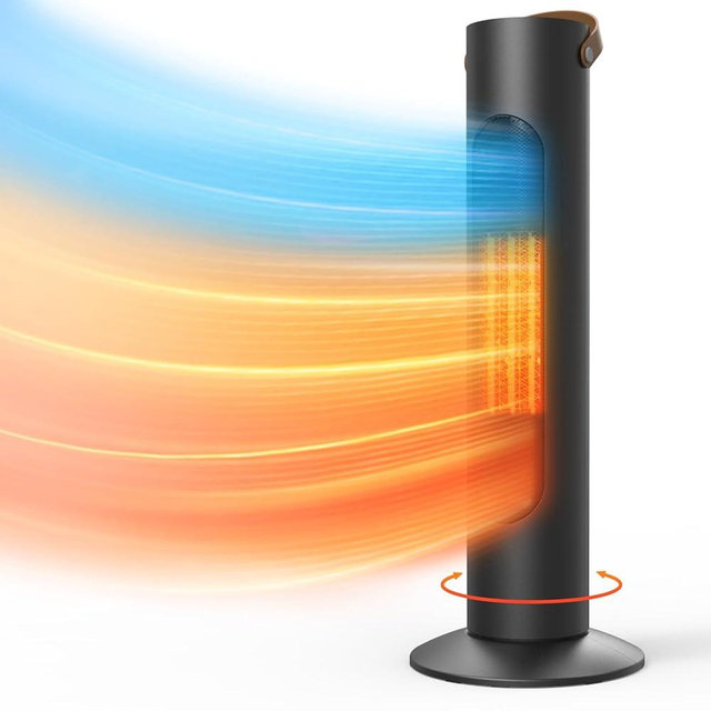 2-IN-1 Tower Heater And Fan Combo, 25" Electric Space Heaters For Indoor Use, 70°Oscillating, 2S Instant Heating, 1500W, 3 Heating & Fan Modes,Electric Portable Heater For BedroomOfficeHome, Black
