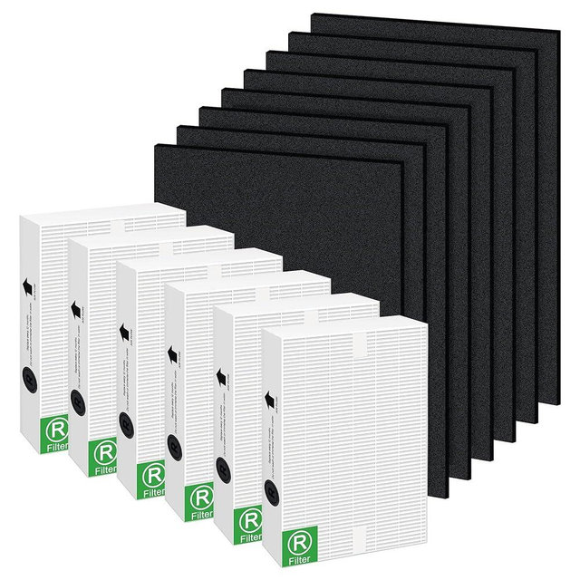 Air Purifier Filter Replacement for Honeywell, Filter R HEPA Filter and Filter A Carbon Pre-Filter Replacement for Honeywell HPA100 HPA200 HPA300 Series Air Purifier (6 HEPA Filters & 8 Pre-Filters)