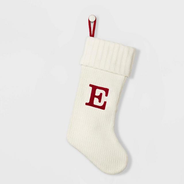 Knit Monogram Christmas Stocking White E - Wondershop™