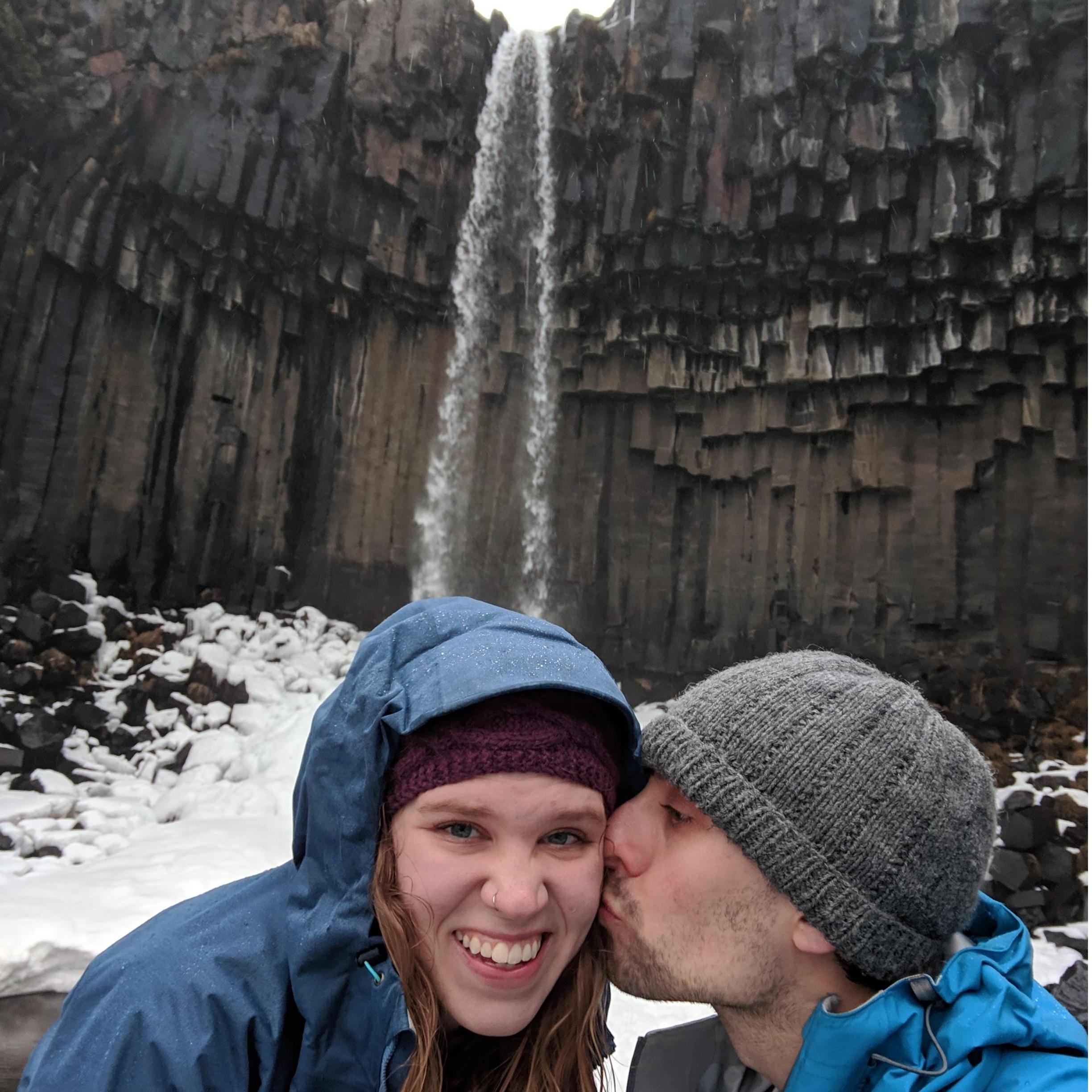 Amazing black rock waterfall in Iceland