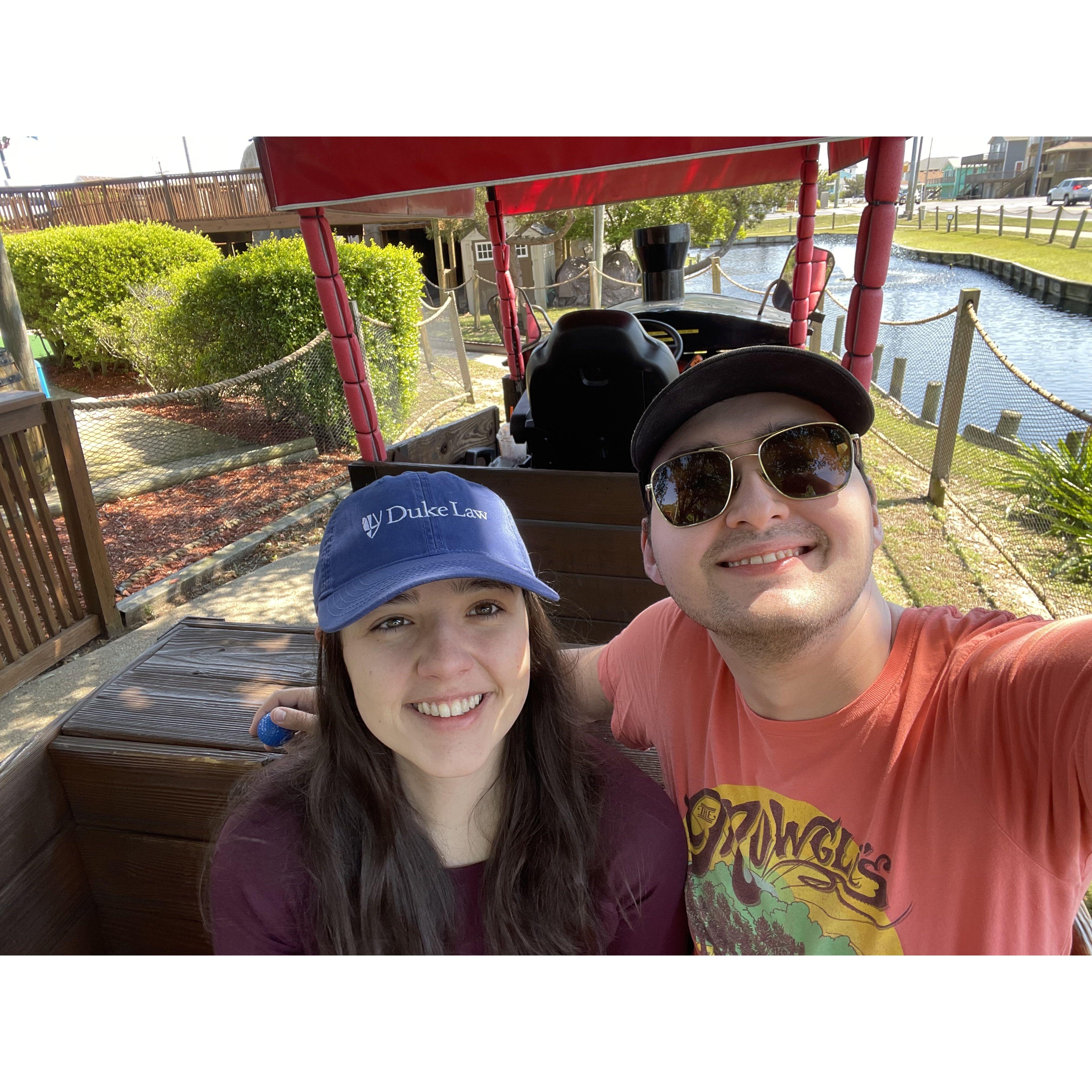 Ben and I playing mini golf in the Outer Banks (he absolutely smoked me).