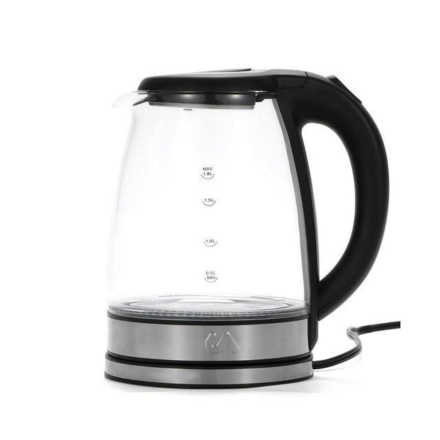 Electric Tea Kettle - 1.8L Glass & Stainless Steel - Uber Appliance