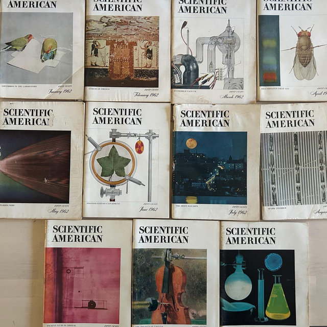1962 Scientific American Magazine Set of 11 Vintage Science Magazines Mid Century Engineering Physics Astronomy Collection