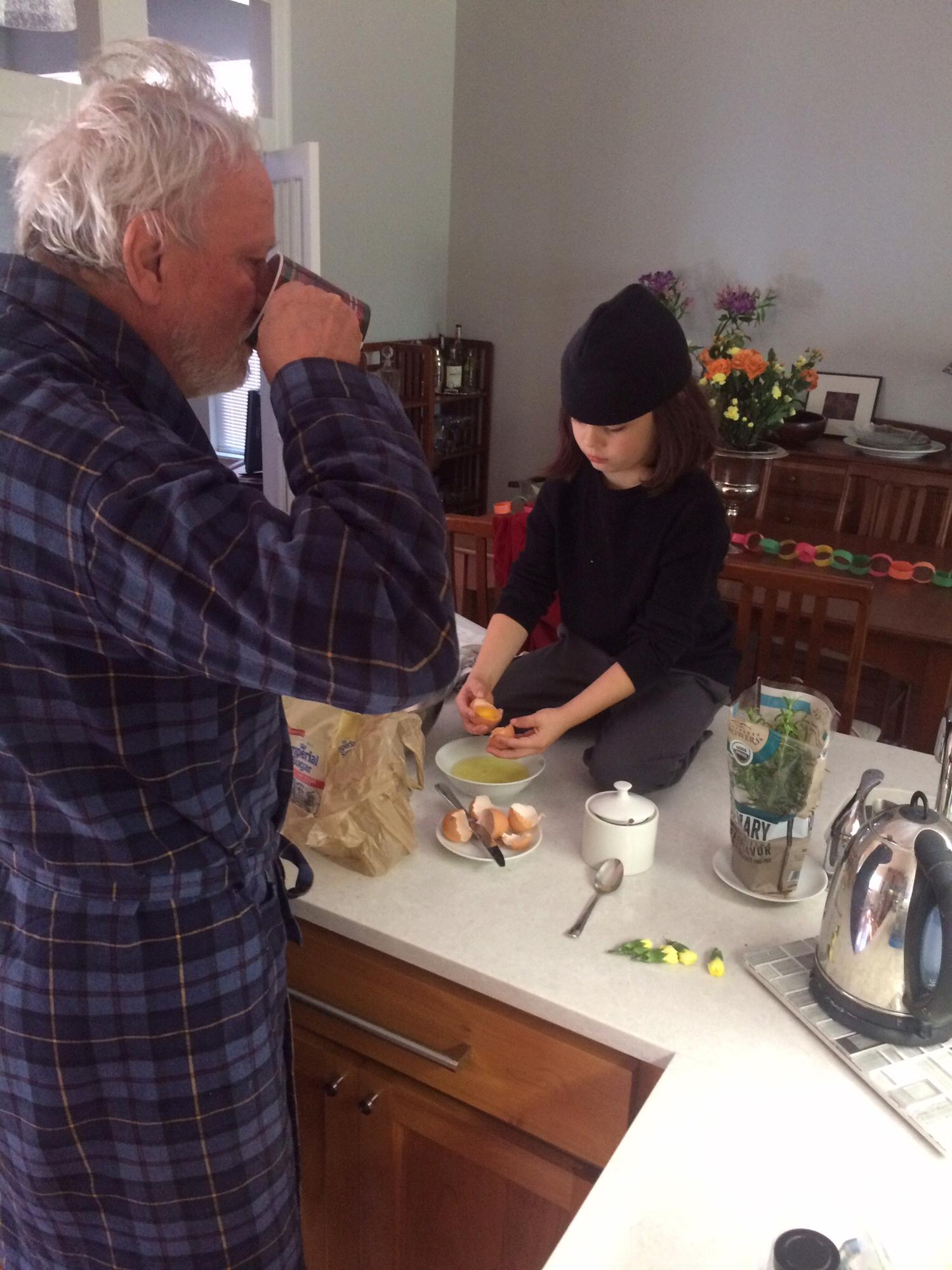 Thanksgiving morning - making ice-cream!
