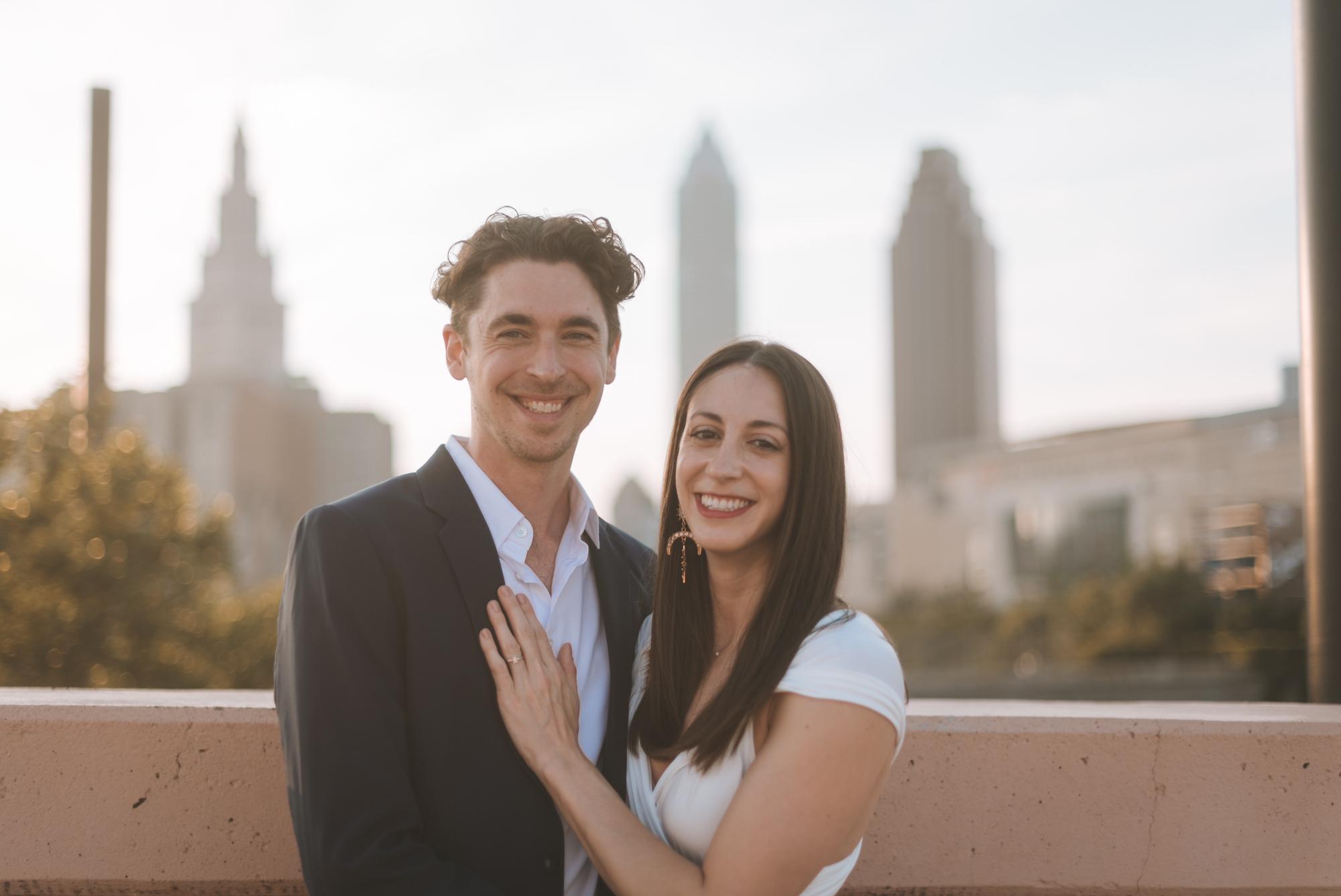 Picture across the city skyline from engagement photos; July 2021.