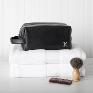 Personalized Men's Black Vegan Leather Dopp Kit