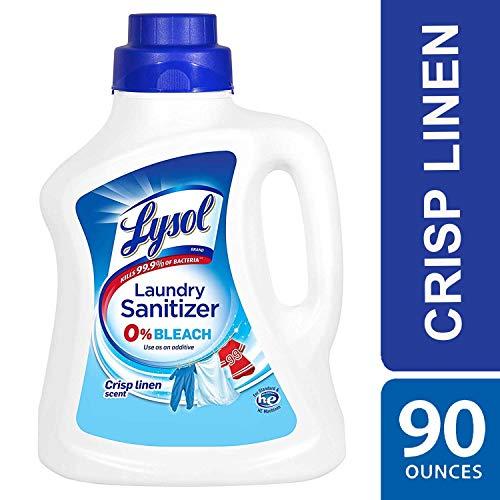 Lysol Laundry Sanitizer Additive, Crisp Linen, 90oz, bacteria-causing laundry odor eliminator, 0% bleach laundry sanitizer