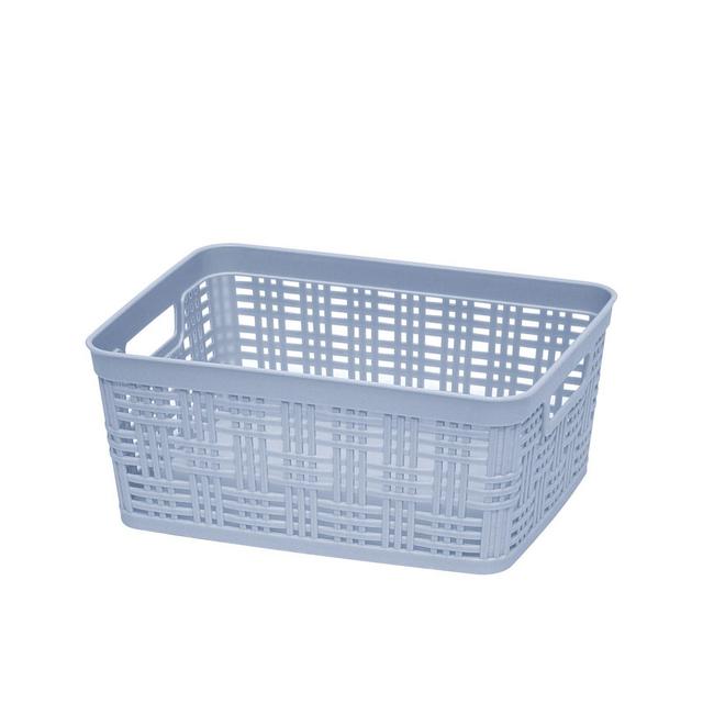 Simply Essential™ Small Plastic Wicker Storage Basket in Zen Blue