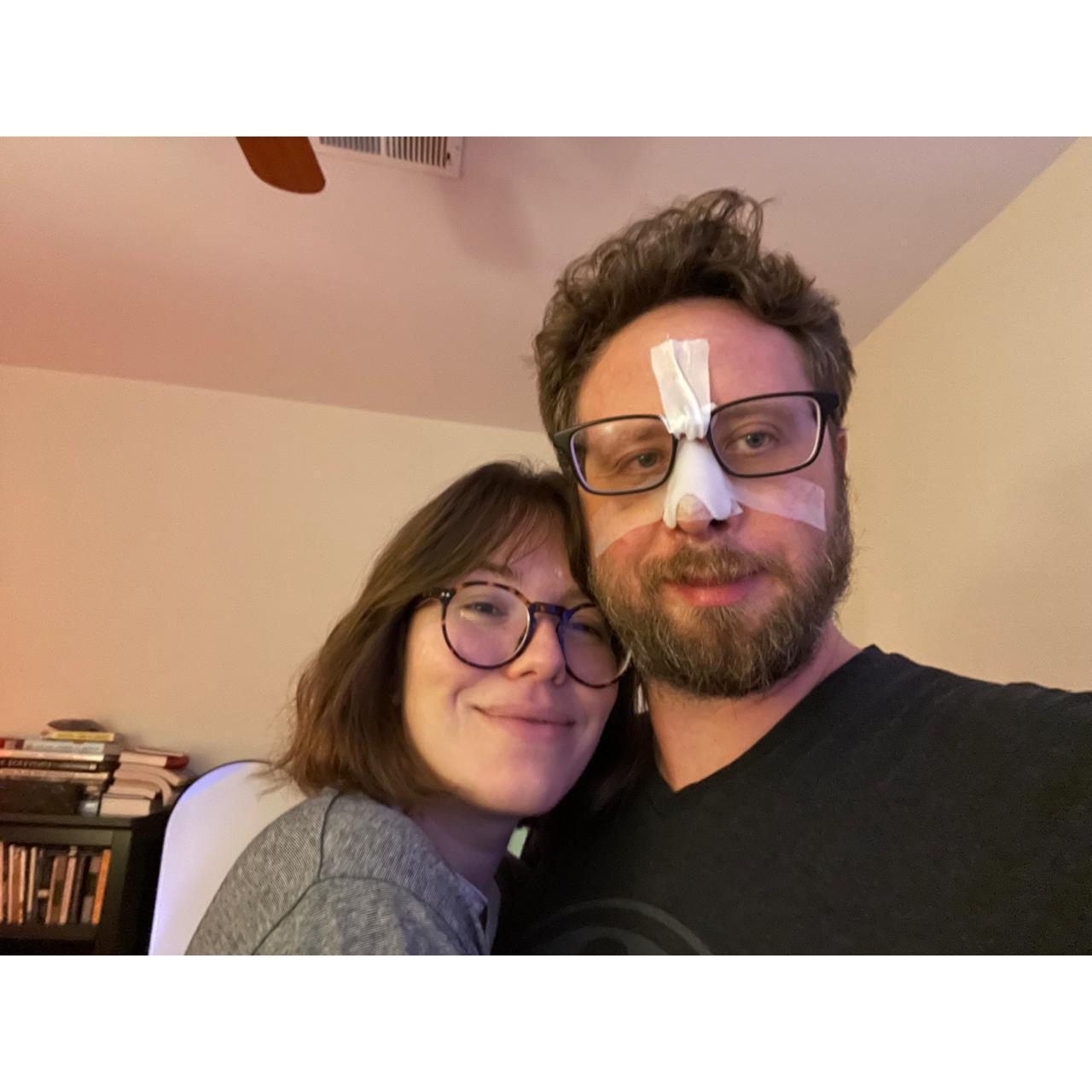 In broken noses and in health.