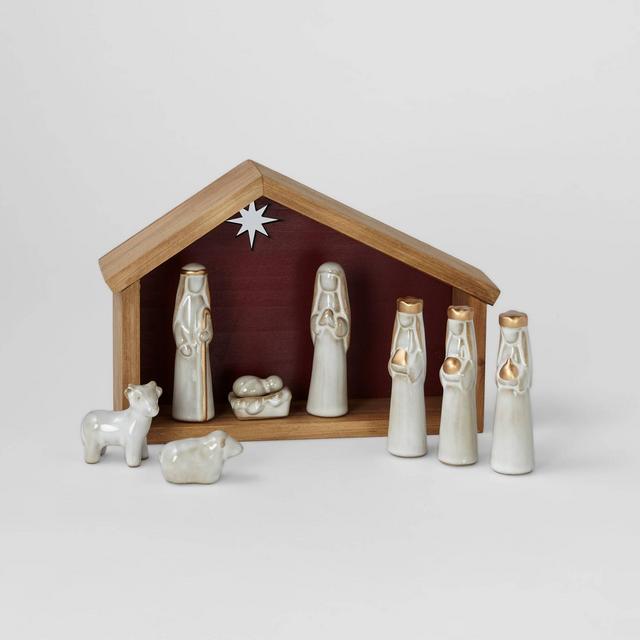 5pc Ceramic and Wood Nativity Scene - Wondershop™