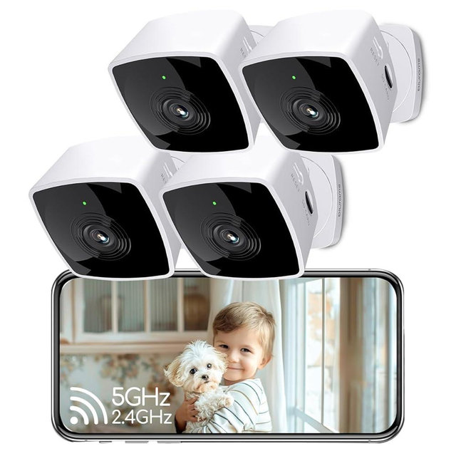 blurams Cameras for Home Security 5GHz, 2K Indoor Camera, Pet Camera with Phone App, AI Motion Detection, 2-Way Audio, Compatible with Alexa&Google Home, 4-Pack