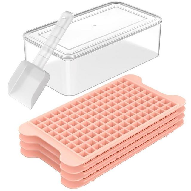 Mini Ice Cube Tray for Freezer: FDDBI Small Ice Trays for Freezer with Bin - 135×4PCS Easy Release Nugget Ice Tray - Crushed Ice Tray with Ice Container