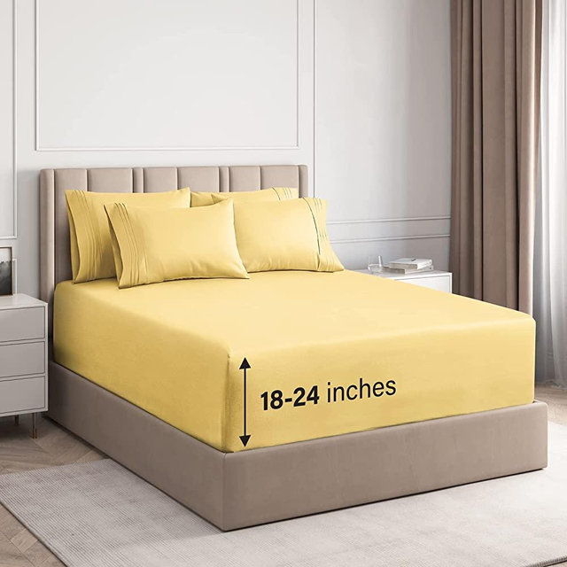 Extra Deep Pocket Sheets - 6 Piece Sheet Set - Queen Sheets Deep Pocket- Extra Deep Pocket Queen Sheets - Deep Fitted Sheet Set - Extra Deep Pocket Queen Size Sheets - Easily Fits Extra Deep Mattress