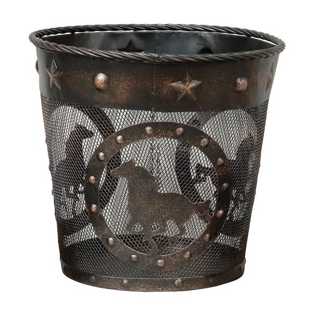 Western Horse Metal Waste Basket