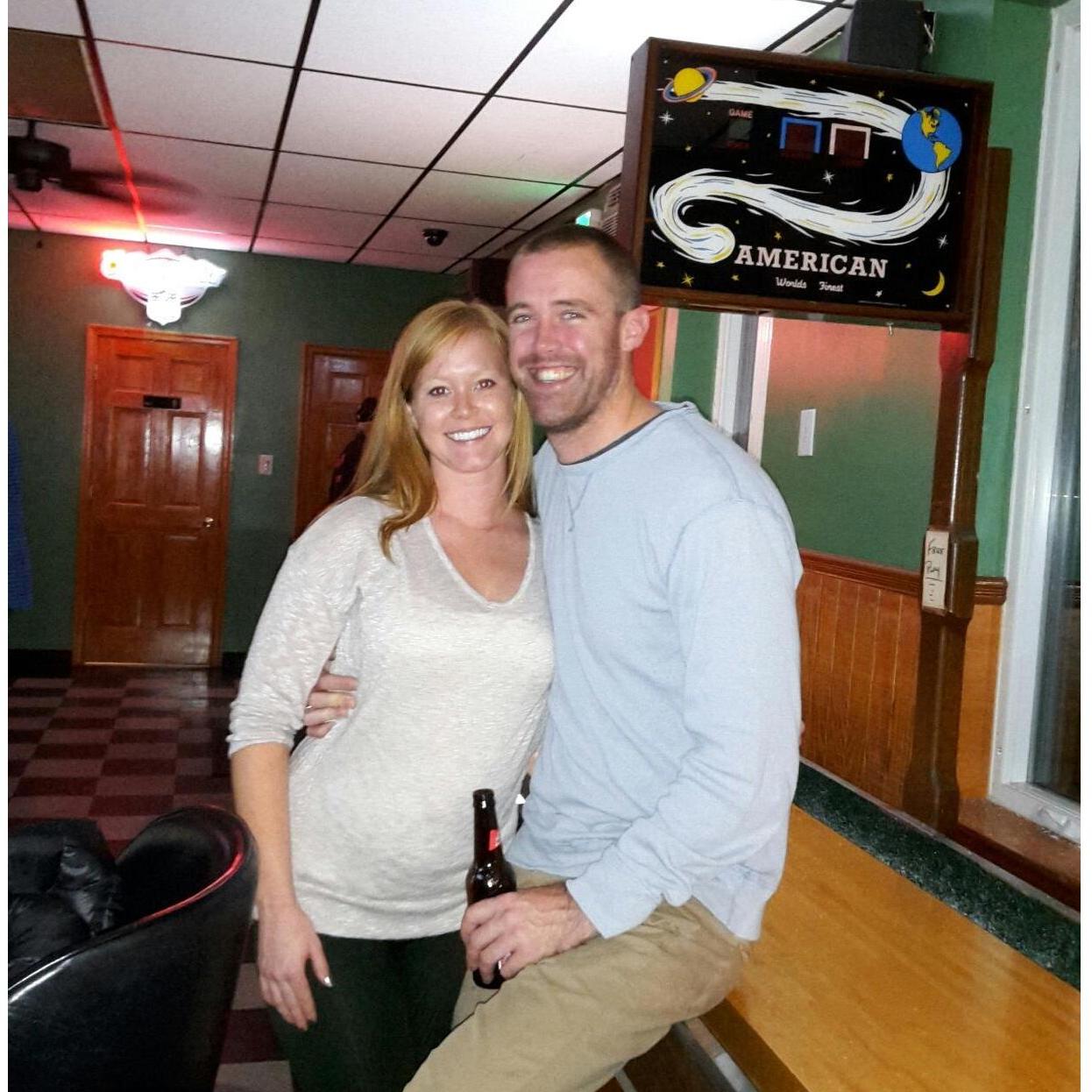This is the first picture we took together. We're at Brandon's beloved corner pub.