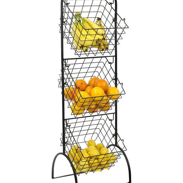 SorbusBlack 3-Tier Wire Market Storage Basket