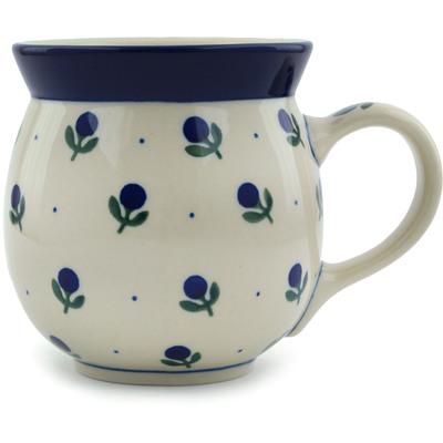 Polish Pottery Bubble Mug 16 oz Blue Buds
