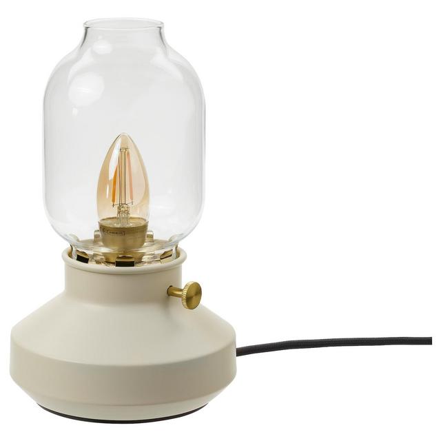 TÄRNABY Table lamp with LED bulb, beige,