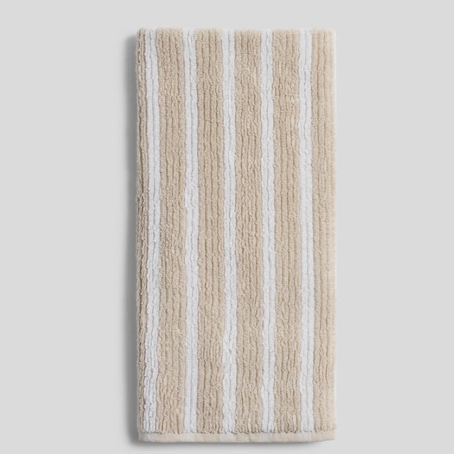 Organic Resort Stripe Towels (White & Bone) - Hand Towel