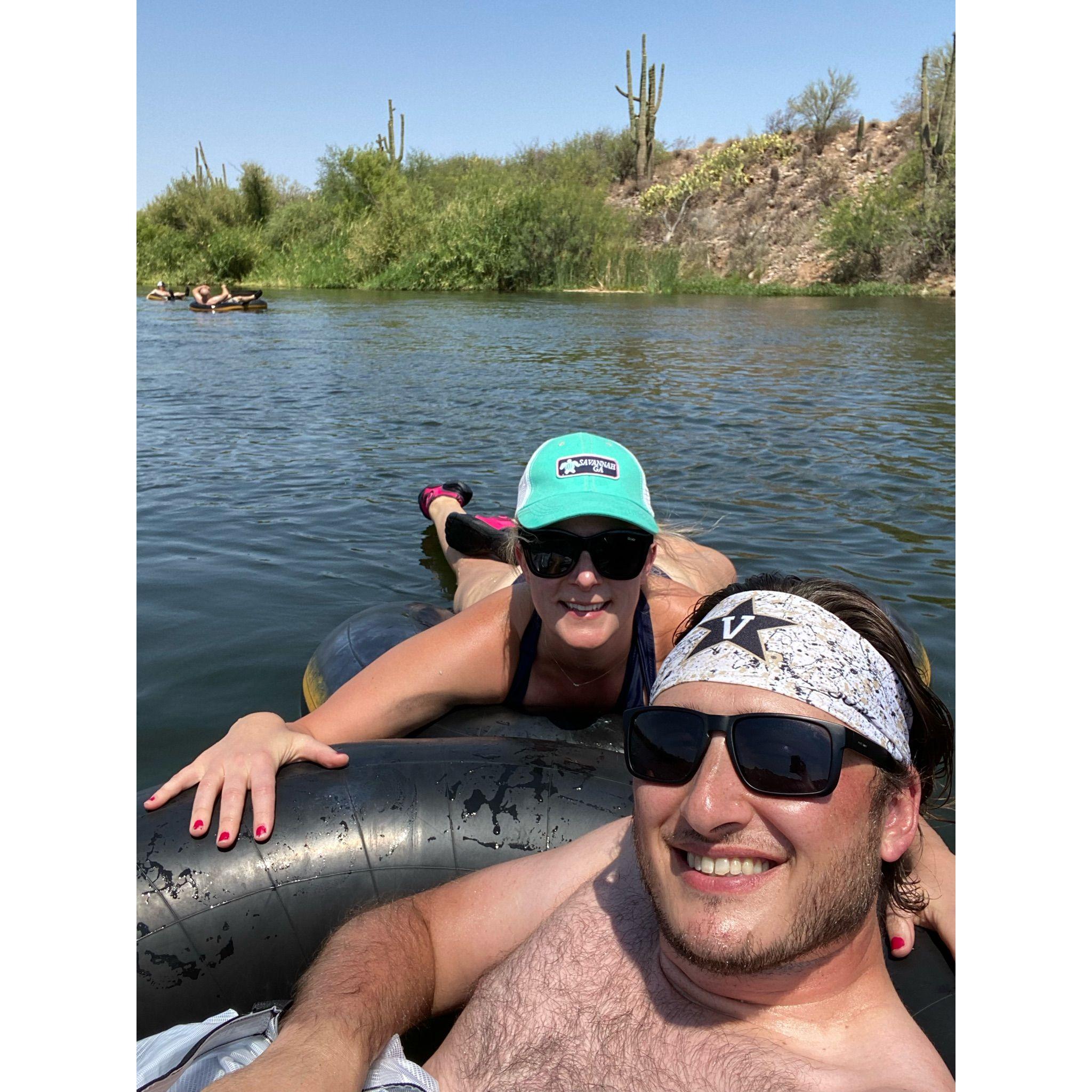 Floating down the Salt River in Arizona.