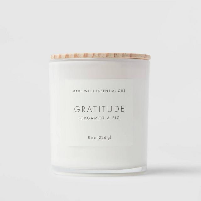 8oz Wood Lidded Glass Wellness Grateful Candle - Project 62™
