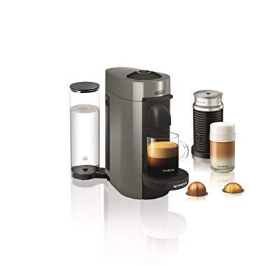 Nespresso by De'Longhi ENV150GYAE VertuoPlus Coffee and Espresso Machine Bundle with Aeroccino Milk Frother by De'Longhi, 5.6 x 16.2 x 12.8 inches, Graphite Metal