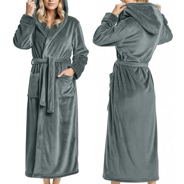 NY Threads Premium Womens Robe with Hood, Plush Fleece Long Bath Robe for Women, Fluffy Soft Women's Bathrobe