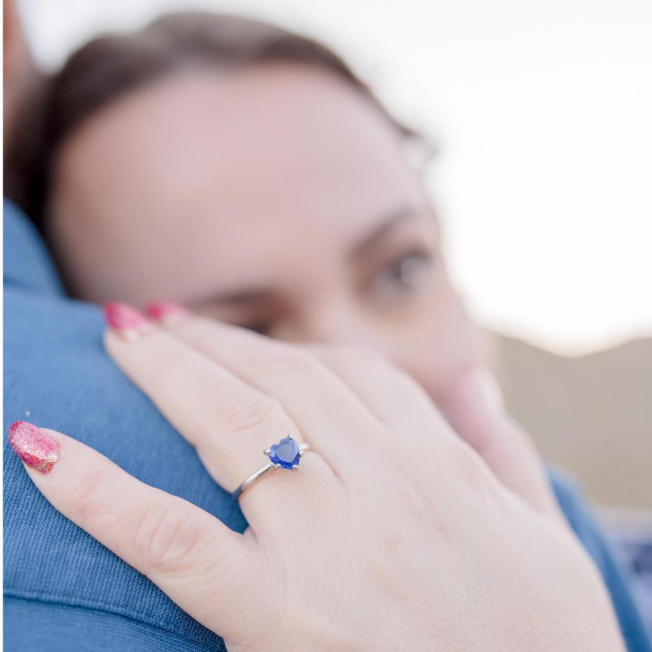 My engagement ring.  Bill was the one who figured out we could get a heart-shaped sapphire,