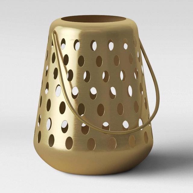 10” metal preforated gold lantern