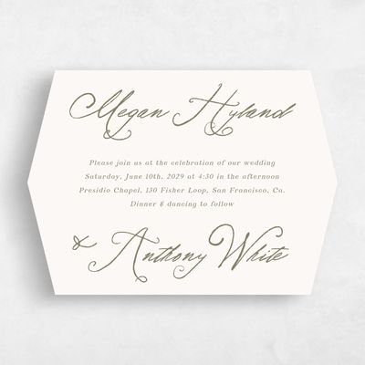 Beige Diamond Wedding Invitation - Cristal Landscape