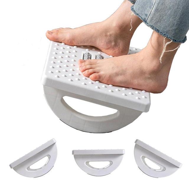 DISFAT Ergonomic Foot Rest Under Desk at Work,Rocking Foot Stool Footrest,Footrest with Foot Massage Feet Stand,Promote Leg Circulation,Massage Feet Stand for Office&Home (White)
