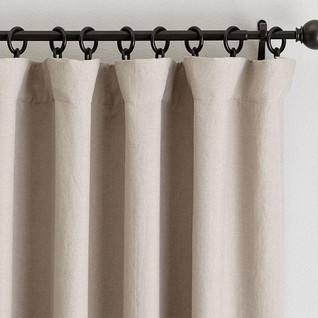 Belgian Flax Linen Rod Pocket Blackout Curtain 50 x 96", Dark Flax