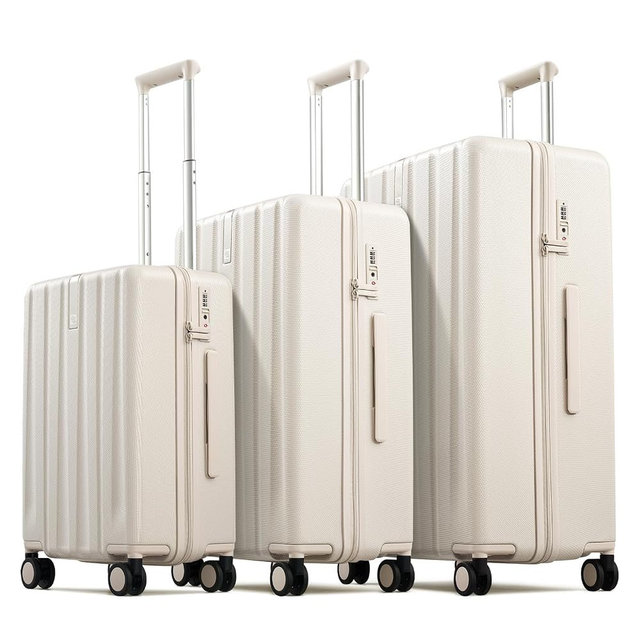Hanke Upgraded Elite 3 Piece Luggage Set, 20/24/29 Inch Carry On & Checked Suitcase, PC Hard Shell Suitcases with Wheels, TSA Lock, Explosion-Proof Zipper Travel Set,Ivory White