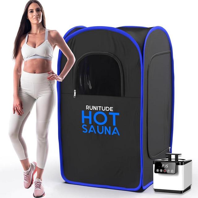 Runitude Portable Sauna Steam Tent | Full Size Home Personal Sauna Box Steam Room | Touchscreen 1000W 2.6 Litre Generator | Including 1x Chair, 1x Foot Mat & 1x Protective Floor Mat | Men & Women
