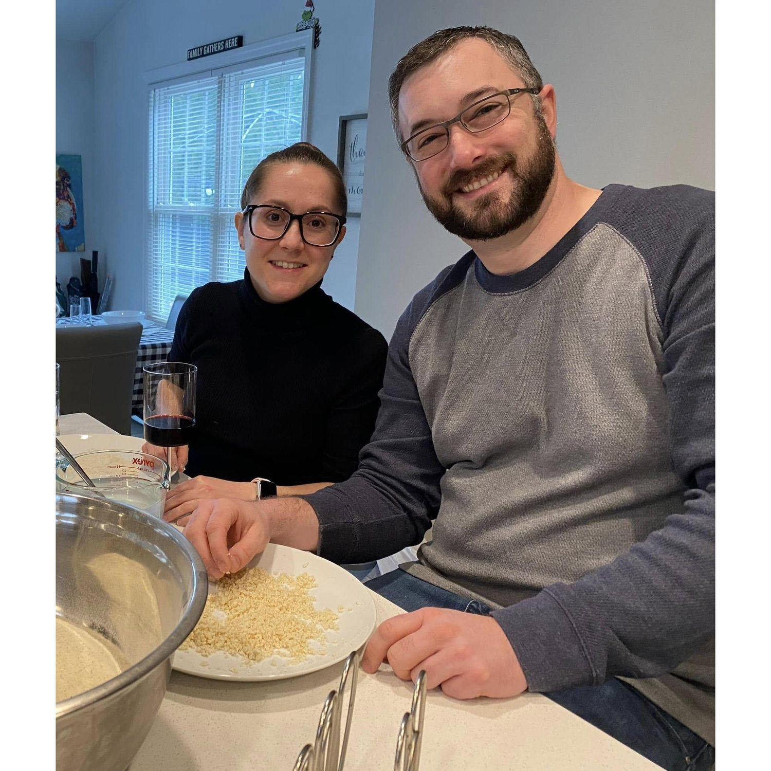 Hand rolling couscous as a New Year's Day tradition.