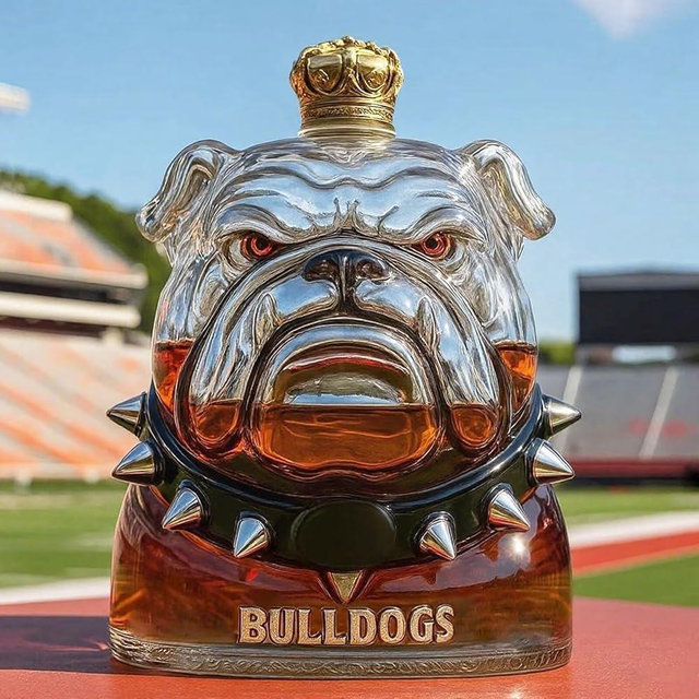 Whiskey Bottle Bulldog Shaped 10oz Novelty Glass Decanter 3D Creative animal Theme Empty Wine Bottles for Liquor Storage Hand Blown Barware Home Bar Art Decor Gift for Men Alcohol Lovers Collectors