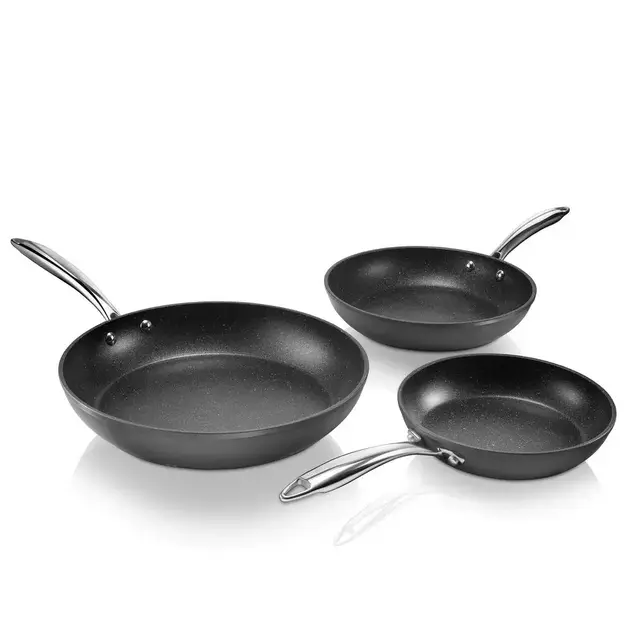 Professional 3-Piece Aluminum Ultra-Nonstick Hard Anodized Diamond Infused Fry Pan Set (8 in., 10 in., 12 in.)