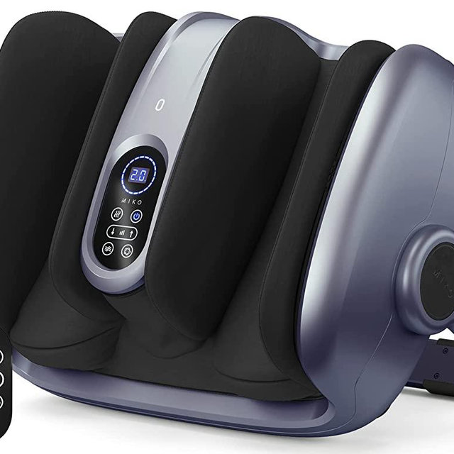 MIKO Shiatsu Foot Massager Machine Deep Tissue Massage Improves Circulation, Blood Flow with Deep Kneading, Heat Therapy - Plantar Fasciitis, Neuropathy, Diabetics Fits Up to Size15